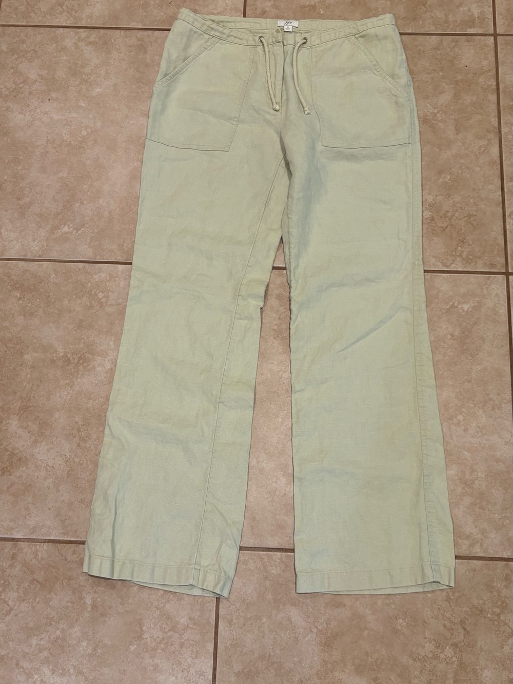 J. Jill Khaki Drawstring 100% Linen Pants